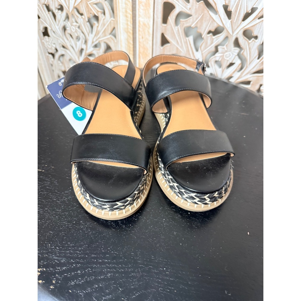 Universal Thread Black Woven Platform Wedge Sandals Womens 8 New - Picture 2 of 9